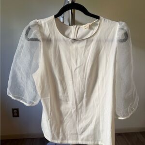 Chic White Sheer Sleeve Blouse